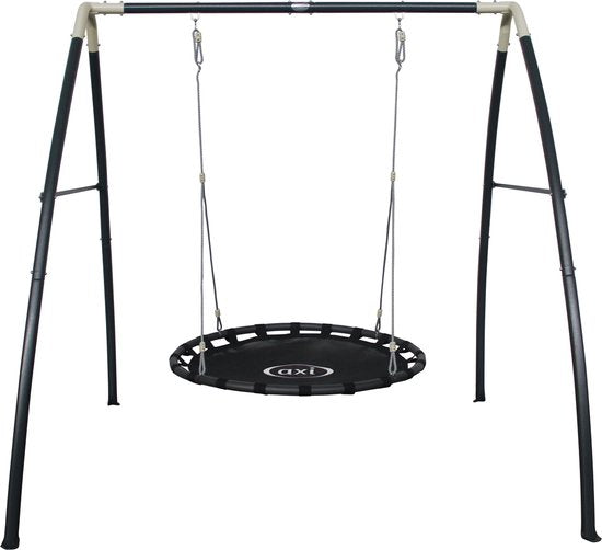 AXI Metall-Nestschaukel in Anthrazit/Creme – Freistehendes Schaukelset mit Rahmen und Nestschaukel Ø 120 cm – Schaukelset für Kinder