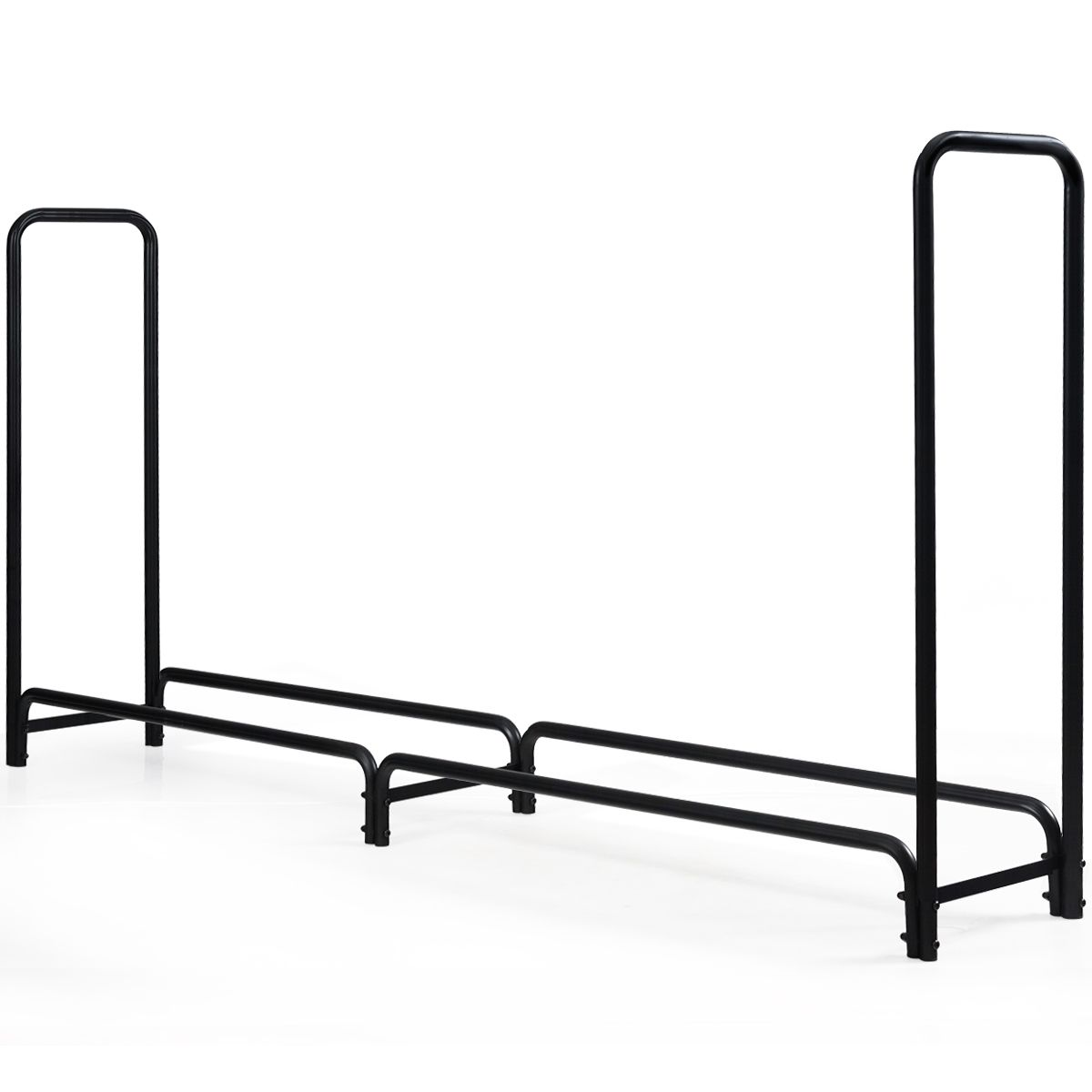 Coast Kaminholzregal mit Griffen und Sockel - Metall - 500 kg Tragfähigkeit - 250 x 36 x 122,5 cm - Schwarz