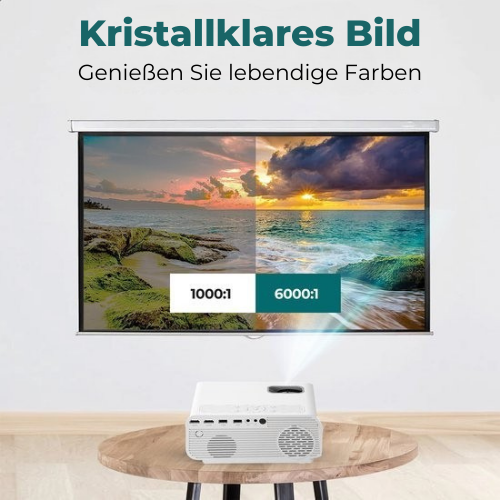 Spoused - Mini-Beamer - Streaming von Ihrem Telefon mit WiFi - Full-HD - 10.000 Lumen - Weiß