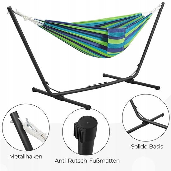 Yaheetech Hängematte mit Gestell Mehrfarbig für 2-3 Personen, Max 205 kg