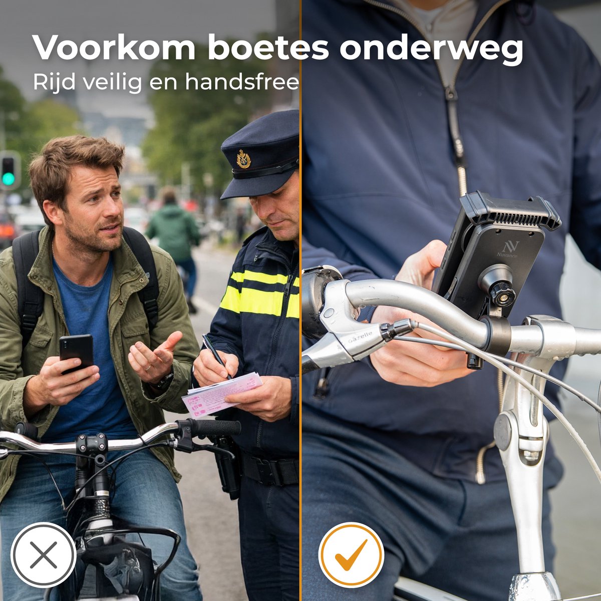 Nuvance Handyhalterung für das Fahrrad – um 360° drehbar – für 4,7–6,8 Zoll – Schwarz