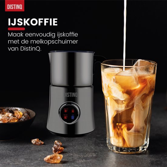 DistinQ® Milchaufschäumer - Induktions-Milchaufschäumer elektrisch mit Display - Elektrischer Milchaufschäumer spülmaschinenfest - Zum Aufschäumen und Erhitzen