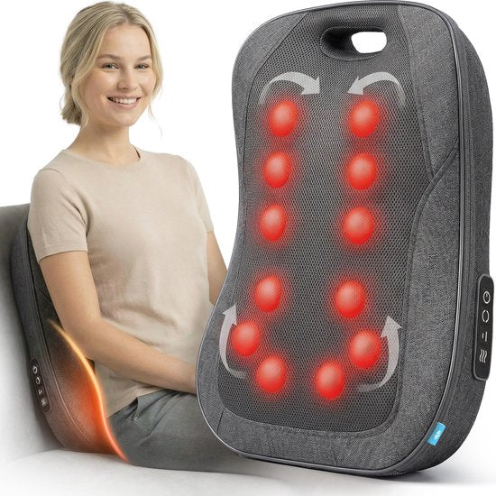 Lifeproducts Massagegerät für den Rücken – Rückenmassagegerät – Shiatsu-Massagekissen – Massagegeräte mit Wärmefunktion