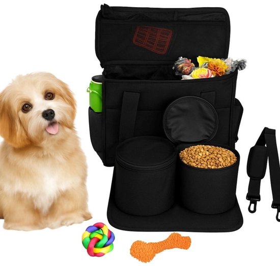 Reisetasche für Hunde – Hundetasche mit Futterbehältern – Reisetasche – Hund oder Katze – 37 x 15 x 30 cm