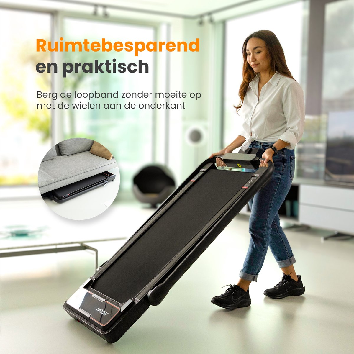 Moovv Laufband Smartstep Pro V3 - 1-12 km/h - Zusammenklappbar - Für Zuhause- 124 x 54 x 105 cm - Schwarz