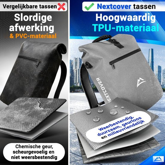 Nextcover 3in1 Gepäckträgertasche - wasserdichter Rucksack und Umhängetasche 25L - PVC frei