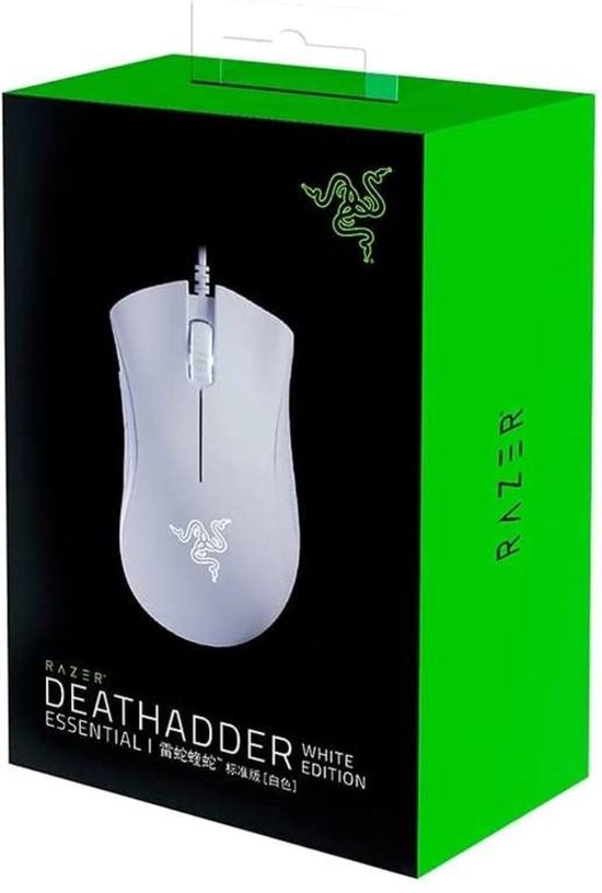 Razer DeathAdder Essential – Kabelgebundene Gaming-Maus – Ergonomisch – Programmierbar – 6.400 DPI – Optisch – Weiß