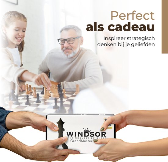 Windsor Schachbrett mit Schachfiguren - Dame - 40 cm - Anmerkungen - Schachset - Magnetisches Schachset - Holz
