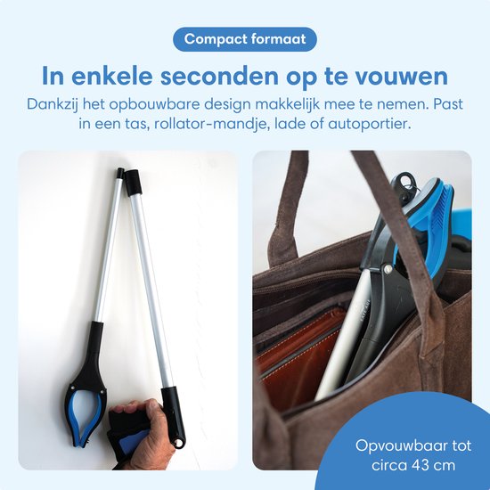 Safe Age® Greifer für Senioren – Müllgreifer – Extra lang 90 cm – Zusammenklappbar – mit um 360° drehbarem Kopf und Magnet