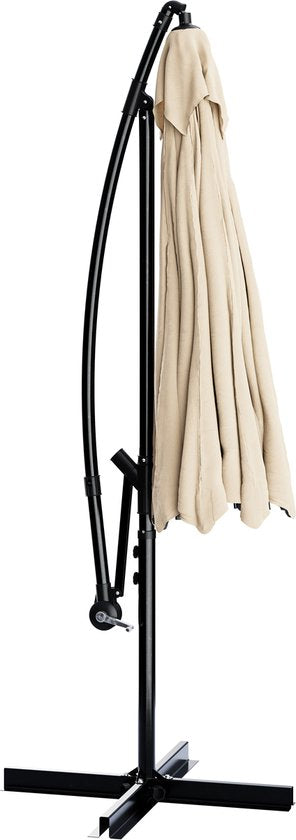 Tristar Schwebeparasol – 300 cm, rund – Garten & Balkon – höhenverstellbar – inkl. Kreuzfuß & Schutzhülle – PA-7906 – Beige