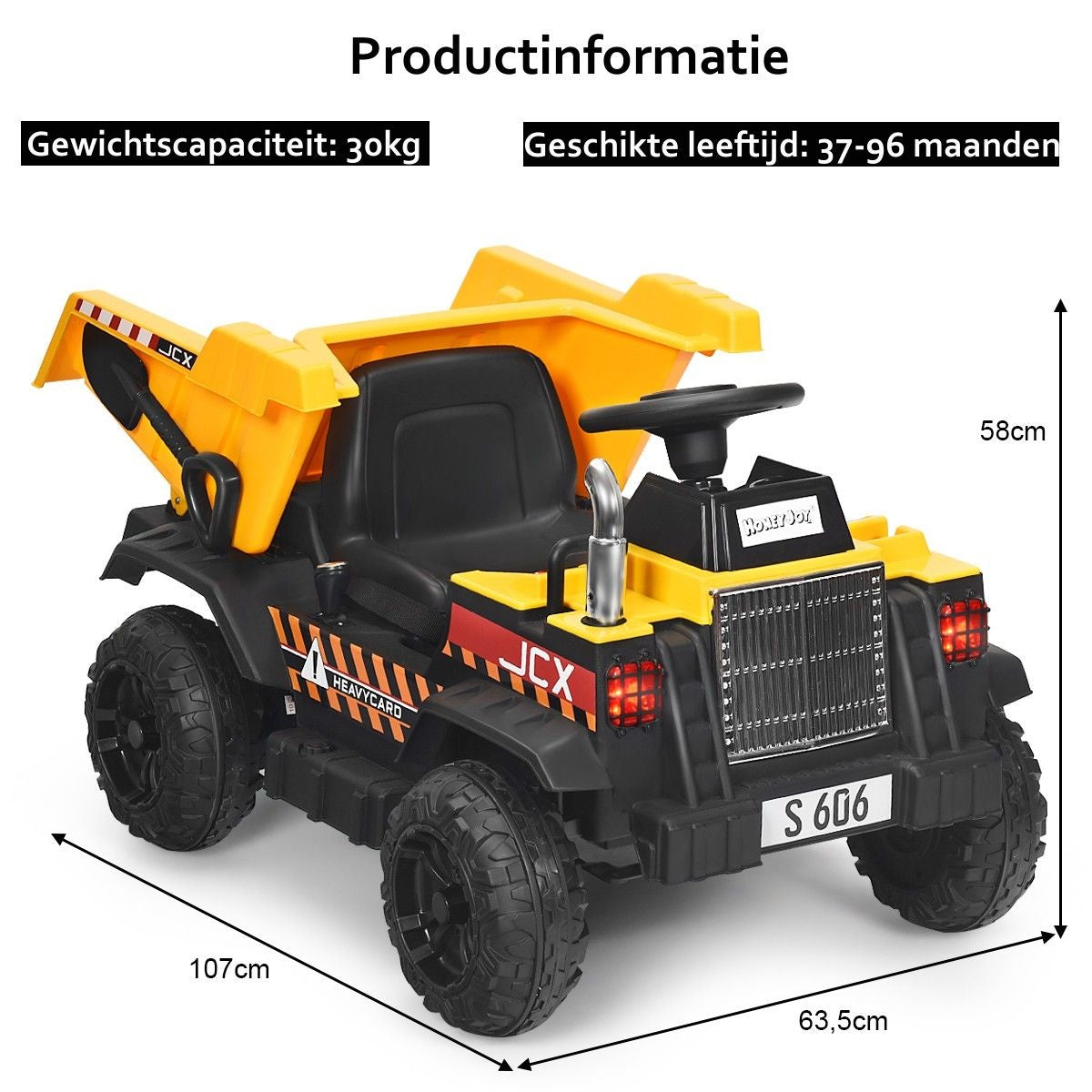 Coast 12V Children Tractor met elektrische achterste schop en afstandsbediening en lichten+muziek+radio voor kinderen vanaf 3 jaar