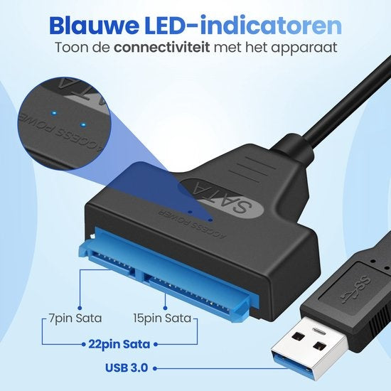 GarpexÂ® USB 3.0 zu SATA Adapter - Datenkabel für Festplatten - SATA 7+15 22 Pin Kabel