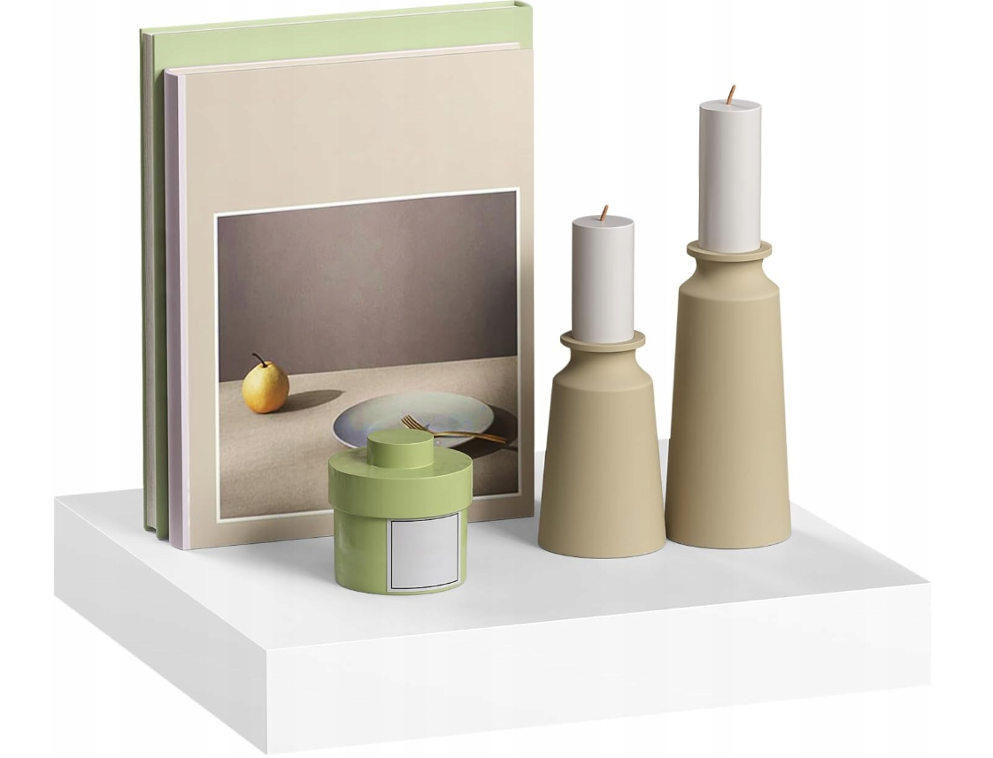 Esituro White Schwebendes Wandregal MDF Gloss White 30 x 23 x 3,8 cm - Modernes Wandregal