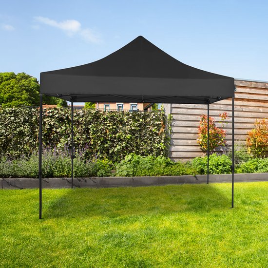 VONROC Partyzelt - 3x3 m - Premium easy-up Partyzelt - Modulares Design - Faltbar - Wasserdicht - Stahlrahmen - 50+ UV Schutz - Inklusive Aufbewahrungstasche - Schwarz