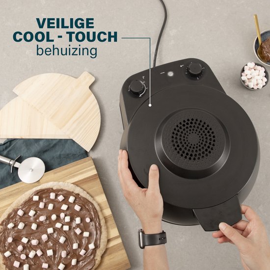Princess 115005 Pizzaofen – Pizzabacker und Ofen – Einstellbarer Thermostat und Timer – 1200 W – Keramik-Pizzastein – 410 Grad – Durchmesser 30 cm – Schwarz