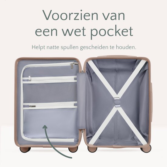 Skycases City Walker - Großer Reisekoffer 94L - Leicht & Robust - 360° Spinner-Räder - Original TSA-Schloss - Inklusive Schutzhülle & Nassbeutel - 76 x 52 x 29 cm - Beige