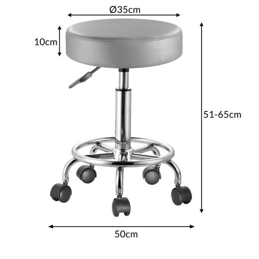 Rollbarer Stuhl Kunstleder Grau 360Â° drehbare Fußstütze