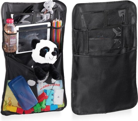 relaxdays Autositz-Organizer - 2er-Set - Sitz-Organizer Auto - Tablet-Halter schwarz