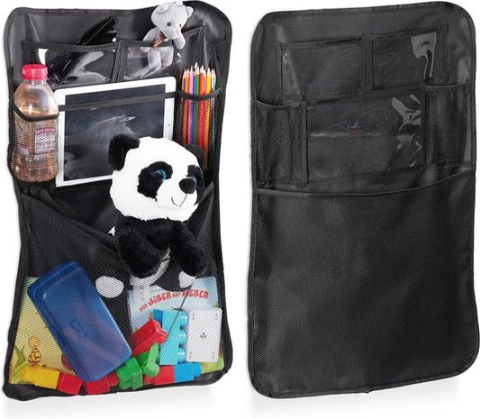 relaxdays Autositz-Organizer - 2er-Set - Sitz-Organizer Auto - Tablet-Halter schwarz