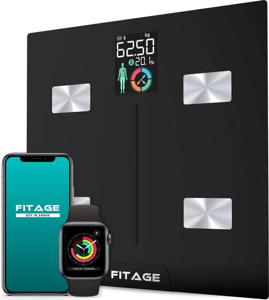 FITAGE LCD-Waage Personenwaage Digital - Intelligente Waage mit 17x Körperanalyse - Waagen - FITAGE App
