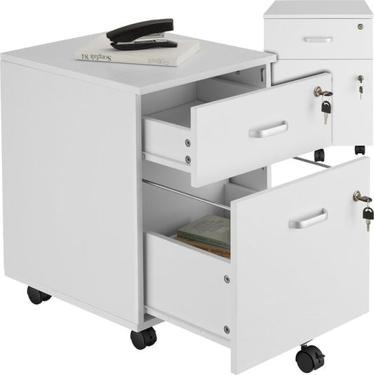 tectake Schubladenschrank - Mit 2 abschließbaren Schubladen, feststellbare Rollen - Rollcontainer - Organizer - Ideal für einen organisierten Arbeitsplatz - Büro, Arbeitszimmer, Home Office - Weiß