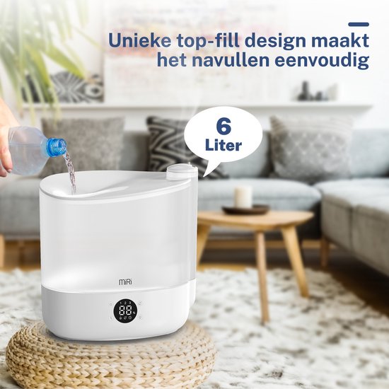 MiRi Nebula - Luftbefeuchter - Luftbefeuchter - 6L - Ionisator - 60m² - Ultraschall - Touch-Steuerung - Aromatherapie