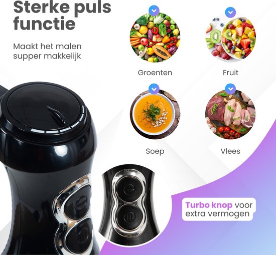 GoodForce - Edelstahl Stabmixer - 6 in 1 Stabmixer Set mit Zerkleinerer - Smoothie Maker - Schneebesen - Quirl - 600 ml Mixbecher