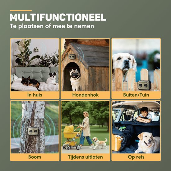 Vulpes Goods® Pets Anti-Bellgerät MINI PRO - Ultraschall - Wiederaufladbar & automatischer Betrieb - Für alle Hunde - Wasserdicht - 2 leistungsstarke Lautsprecher - Kein Schock - Innen & Außen