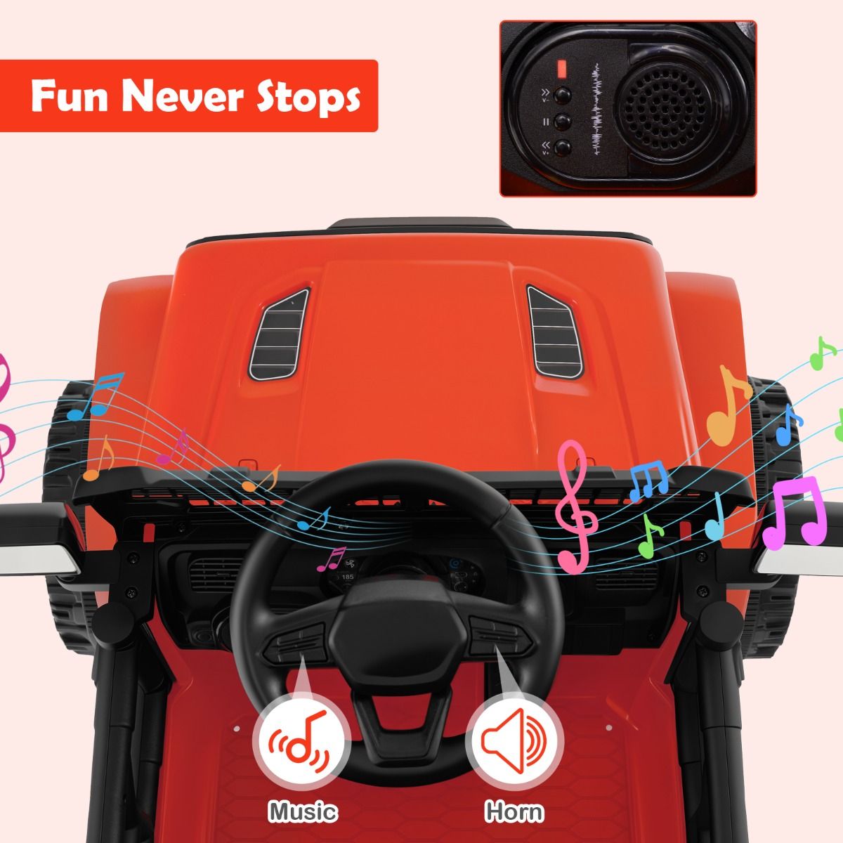Coast Elektro-Kinderauto – mit Fernbedienung – Musik und Hupe – rot
