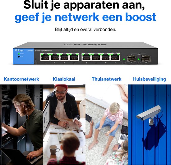 Linksys LGS310C – Netzwerk-Switch – Managed – 8 Ports – 2 SFP-Ports – Schwarz