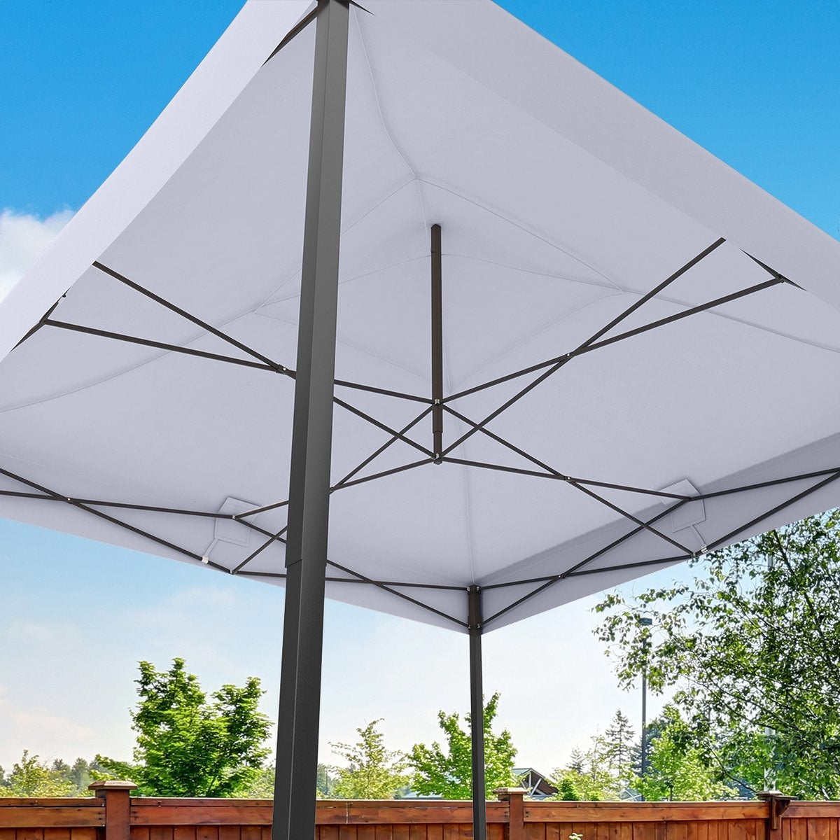LifeGoods Partyzelt - Pavillon - 3x3 m - Einfacher Aufbau - Zusammenklappbar - Wasserdicht - Tragetasche mit Rädern - Dunkelgrau