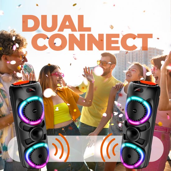 Denver Bluetooth Lautsprecher Party Box - Disco Lichter - Party Box - Inkl. Drahtloses Mikrofon & Fernbedienung - BPS459