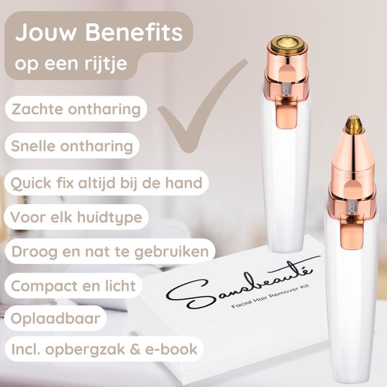Augenbrauentrimmer - Gesichts-Haarentfernungsgerät Damen - Gesichts-Haarentfernung Frau - Sansbeauté® - Gesichts-Haarentfernungsgerät Damen - Enthaarungsmittel - Makelloser Gesichts-Haarentferner - Mini-Rasierer Trimmer - Elektrisch