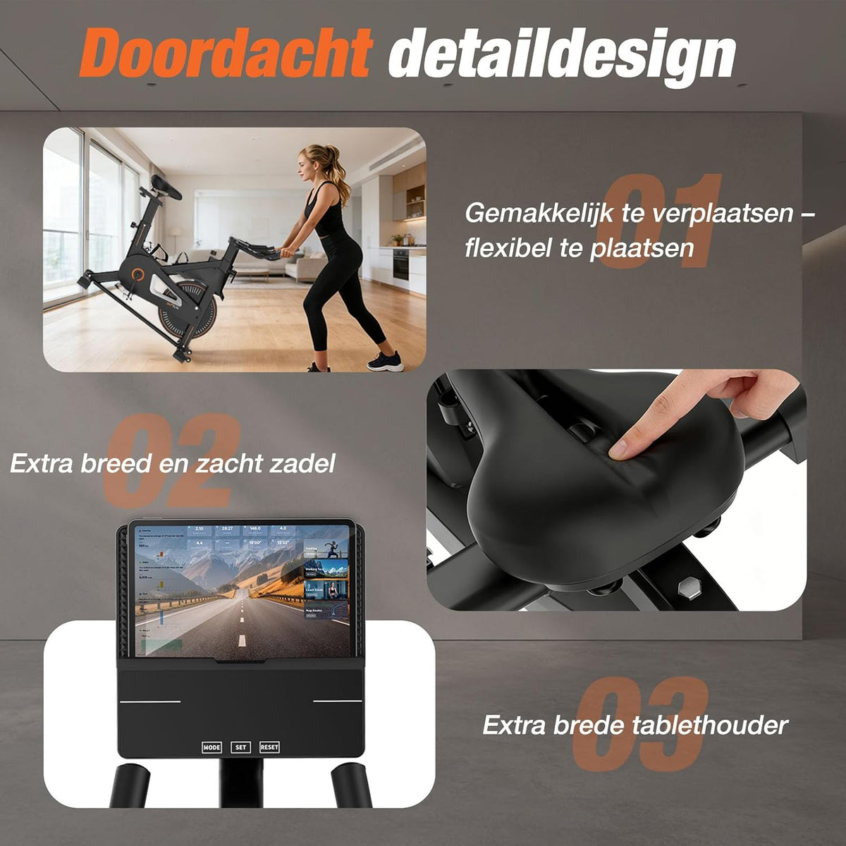 DH FitLife Magnet-Heimtrainer – Schwarz – 120 x 53 x 110 cm – Leise, verstellbar, Herzfrequenzmesser