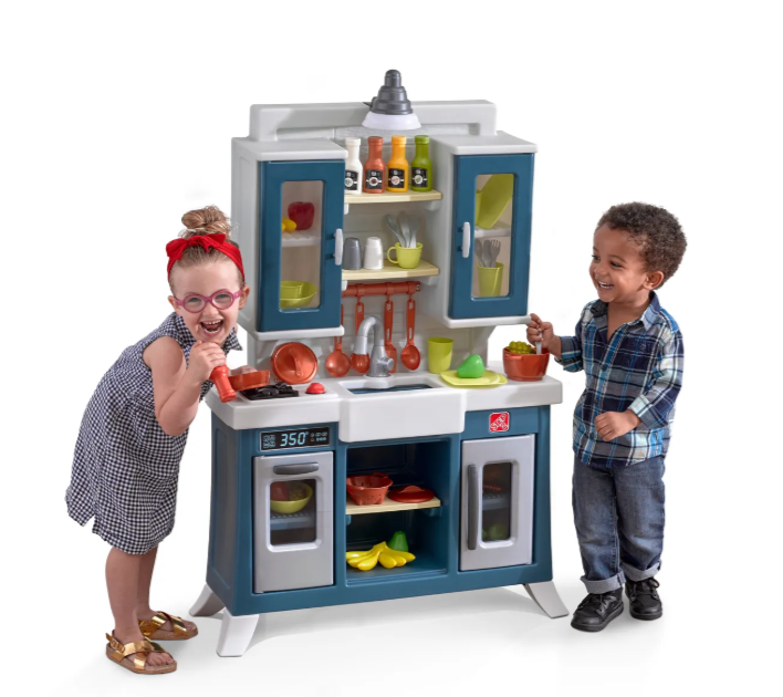 Step2 Modern Farmhouse Spielküche – Blau/Weiß/Grau – 76,2 x 121,9 cm