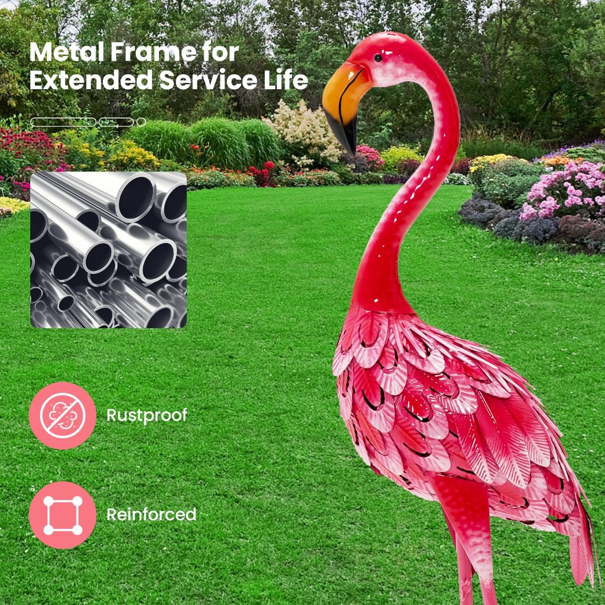 Coast Flamingo Garten Statuen - 2er Set - Metall - Rosa