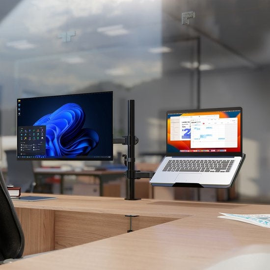 Auronic Monitorarm - 2 Bildschirme - 13 bis 27 Zoll - Verstellbar - Stahl - Schwarz