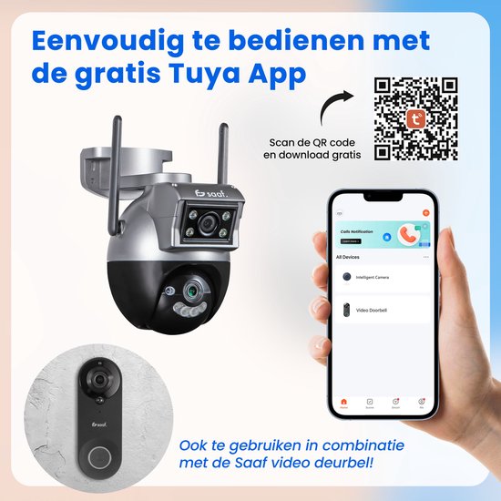 Sicherheitskamera für den Außenbereich - mit Wifi, 64GB Speicher, Nachtsicht - Sicherheitskamera für den Innenbereich - Schwarz - von Saaf