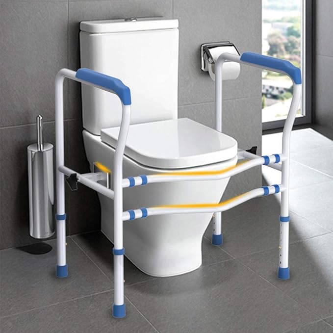BODHIS Toilettenständer - Verstellbar & Anti-Rutsch - max 113 kg - 55,5 x 50,5 x 80,5 cm - Weiß