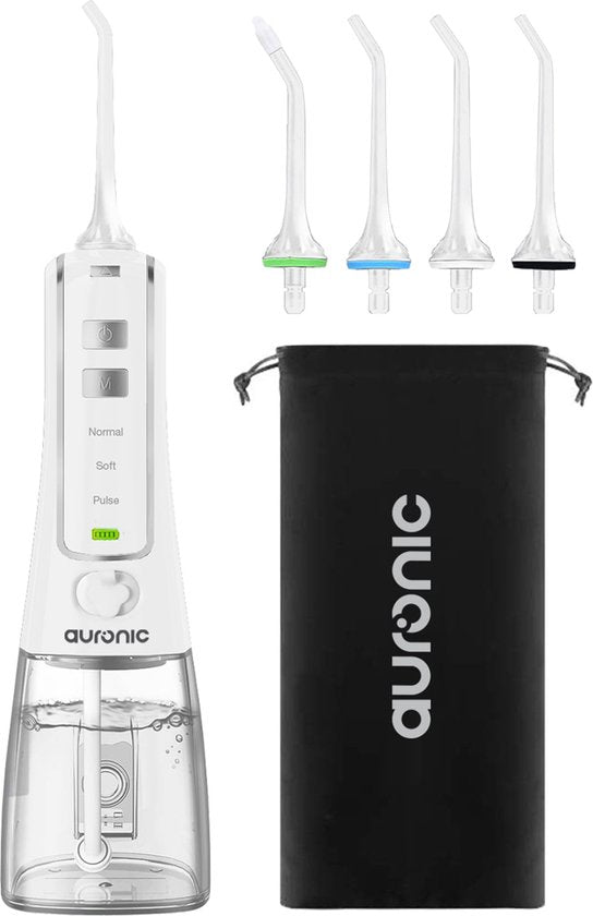 Auronic Water Flosser 300 ml - 4 Aufsätze - Weiß