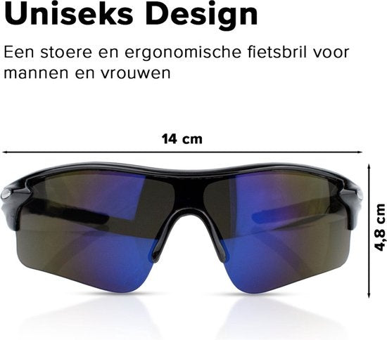 Radsportbrille - für Radsport, Mountainbike, Rennrad - Sportbrille - Damen/Herren - Schwarz