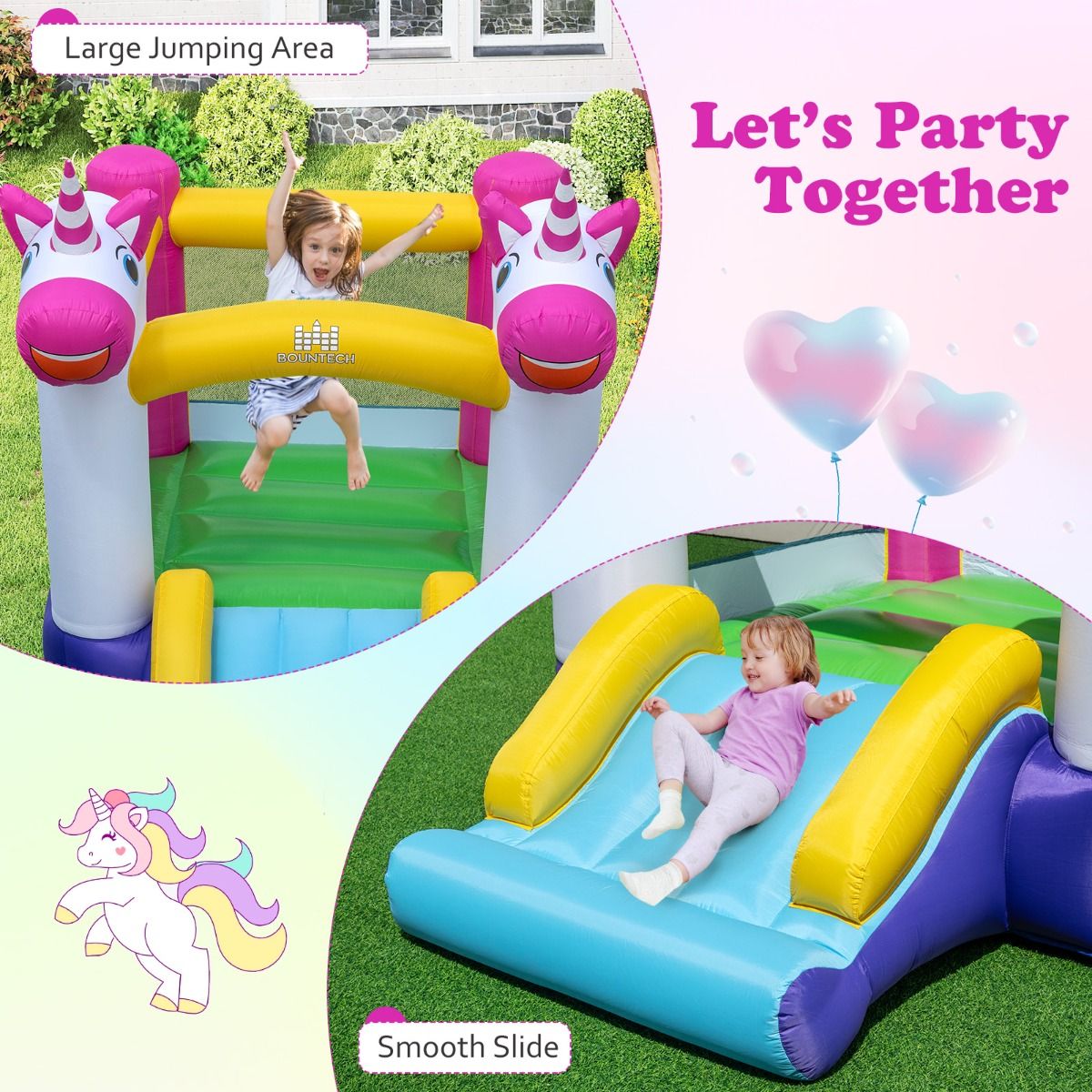 Coast Aufblasbare Spielburg – 2-in-1-Trampolin mit Rutsche – Für Kinder – Mehrfarbig