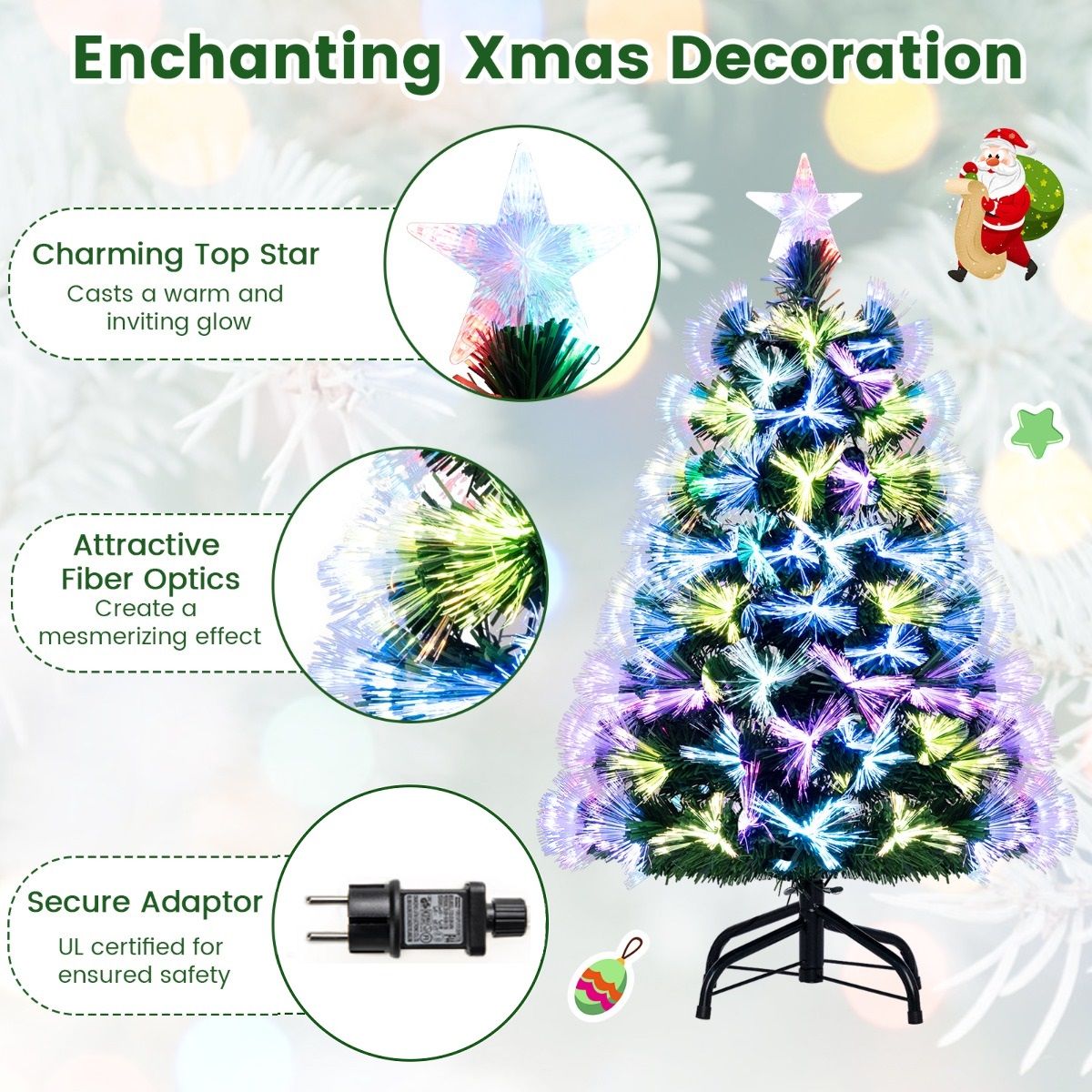Coast Kunstweihnachtsbaum – Glasfaser-Beleuchtung – 93 Zweige – 95 cm, grün