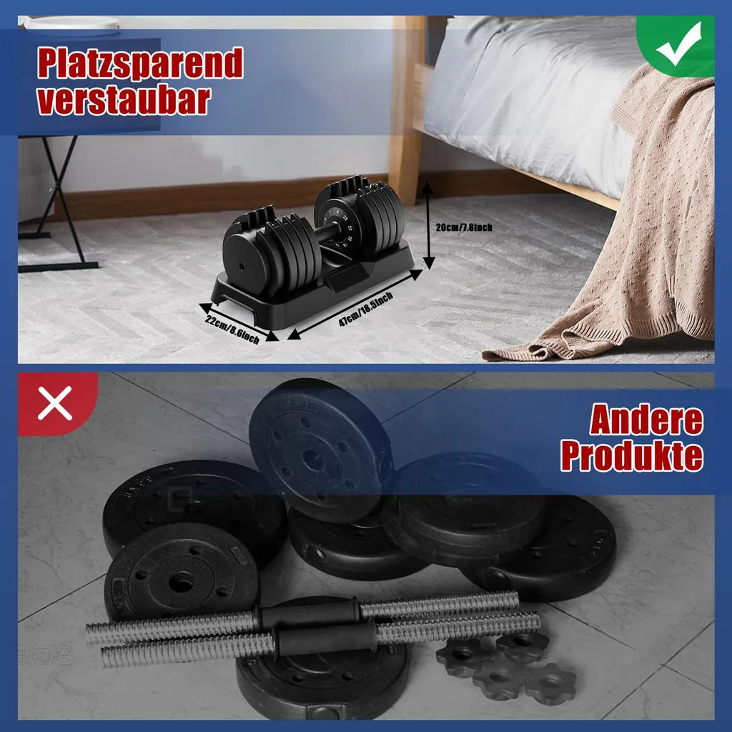 DH FitLife Verstellbares Halfter 10-in-1 - 4-25 kg - Schwarz - Gusseisen - Kompaktes Design