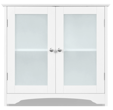 Yaheetech Badezimmerschrank – Weiß – 63 x 30 x 165,5 cm – Glastüren, 4 Schubladen, verstellbare Einlegeböden