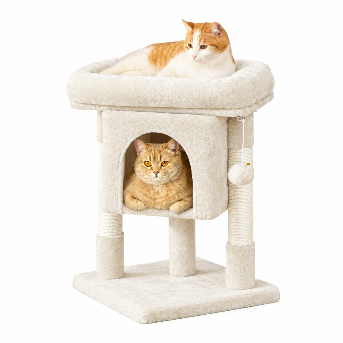 Yaheetech Kratzbaum – Beige – 40,5 x 40,5 x 59 cm – Katzenhöhle, Sisalstangen und Spielball