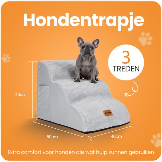 Pawesome - Hundetreppe für Hunde - Hundetreppe - 3 Stufen - 40 x 60 x 40 - extra stabil und komfortabel - 30D Material