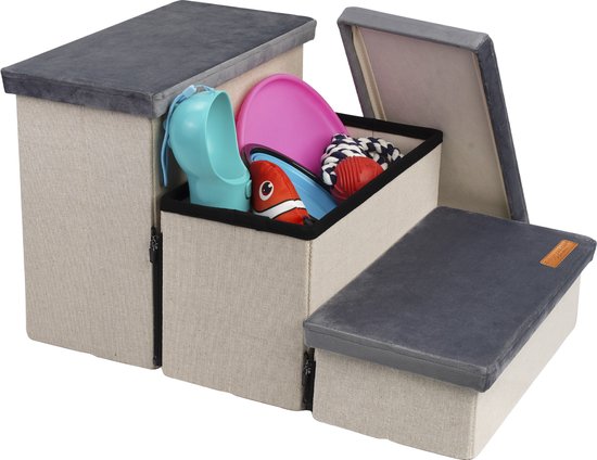 Hundetreppe Stabile Hundetreppe - Für Hunde mit Ablage - Für Sofa oder Bett - Bis zu 60 kg - Anthrazit - Universal
