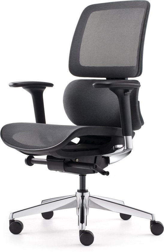 BENS 839DCR-Synchro-3 - Luxuriöser ergonomischer Bürostuhl - Schwebesitz - Fußstütze aus poliertem Aluminium - GREENGUARD GOLD - Entspricht den Normen NEN-EN1335 & ARBO