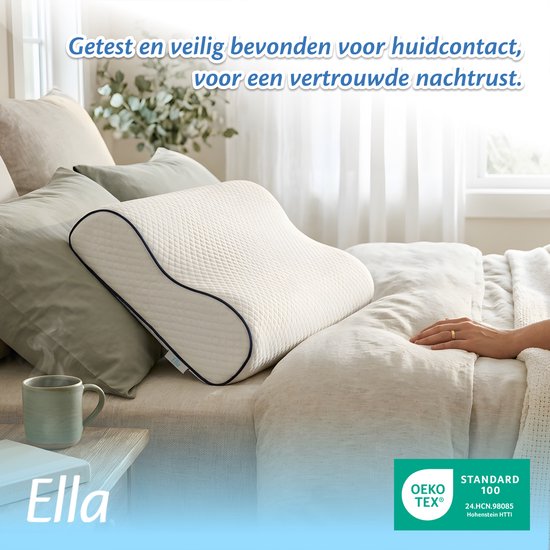 Ella Wave-Soft Orthopädisches Kopfkissen für Rücken- und Seitenschläfer – Ergonomisches Nackenstützkissen aus Memory-Schaum – Schlafkissen bei Nackenbeschwerden 60 x 40 cm – Weiß